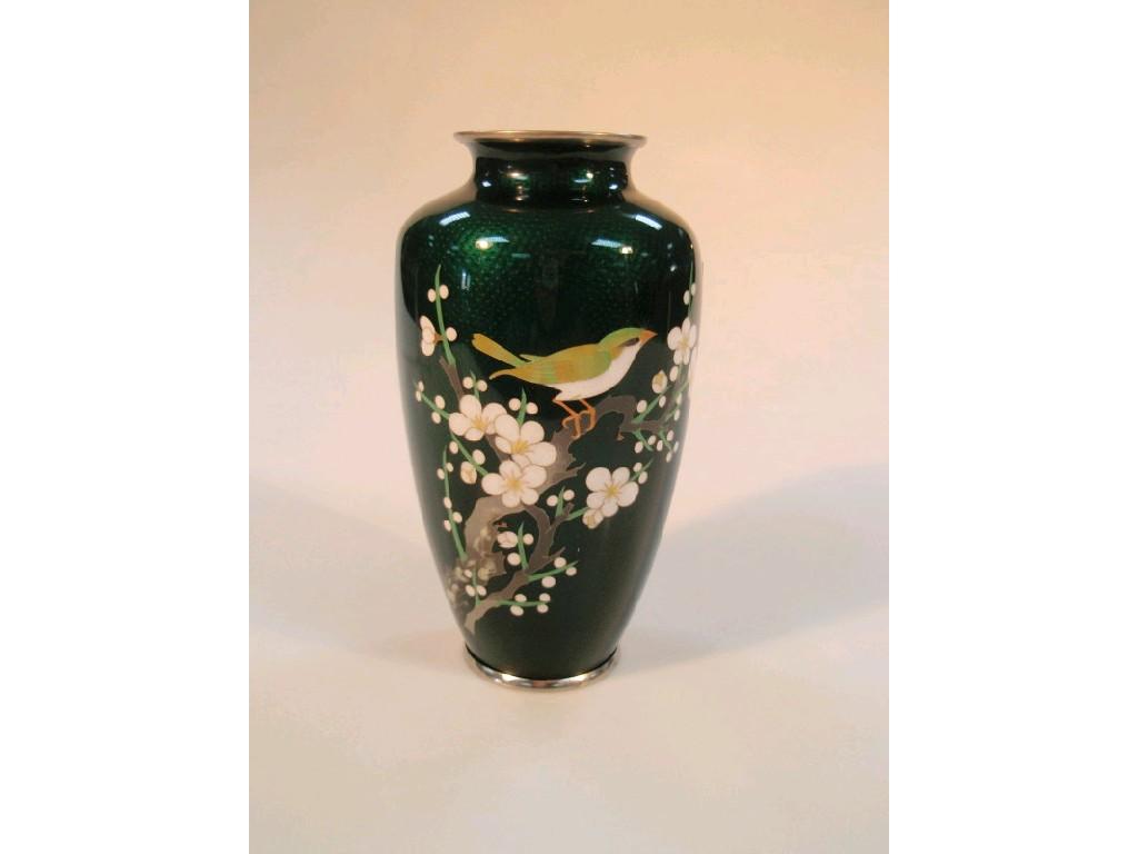 Appraisal: A Japanese cloisonne enamel shouldered ovoid vase decorated with a