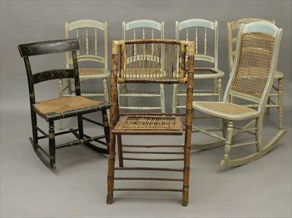 Appraisal: Five Victorian Cottage Painted Chairs Including four side chairs and