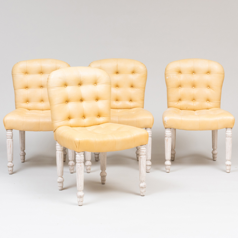 Appraisal: SET OF FOUR GEORGE IV STYLE WHITE PAINTED AND TUFTED