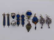 Appraisal: A mixed lot of silver mounted hardstone jewellery to include