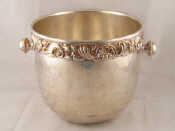 Appraisal: A two handled silver plated ice bucket wine cooler approx