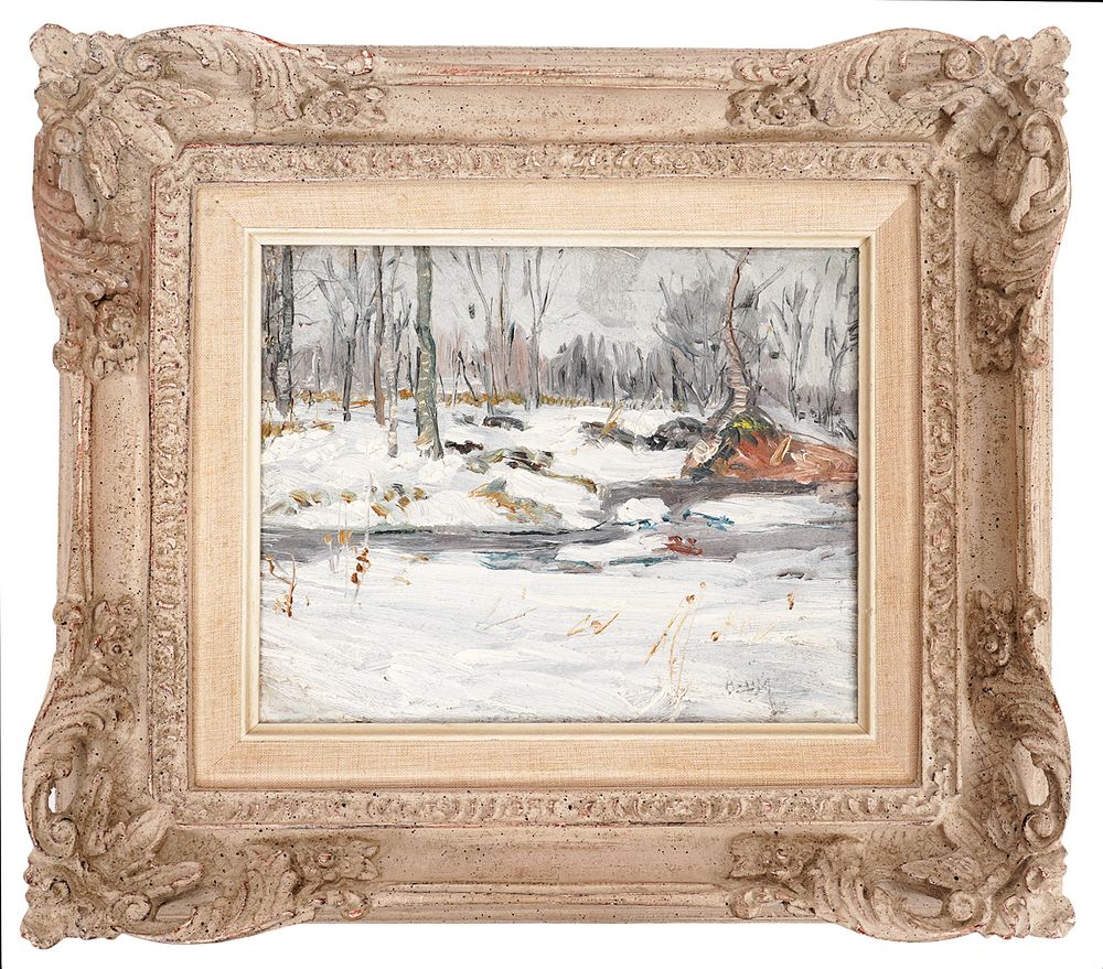 Appraisal: Walter Baum 'Late Winter' Oil on Board Walter Emerson Baum