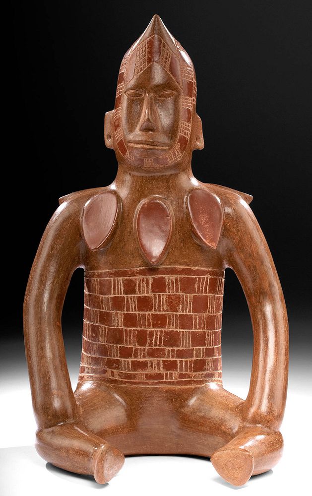 Appraisal: Large Fine Colima Redware Seated Shaman Originally Listed At Pre-Columbian