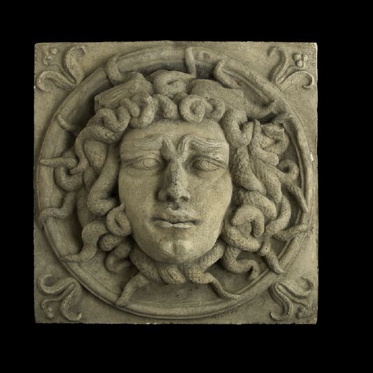 Appraisal: Large Edwardian Cast-Stone Medusa Mask Garden Plaque first quarter th