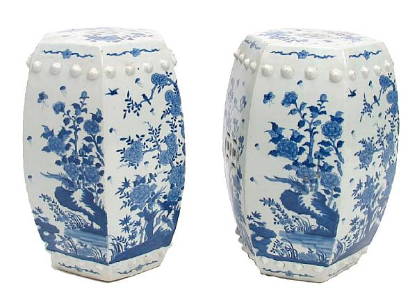 Appraisal: A pair of Chinese blue and white garden seats height