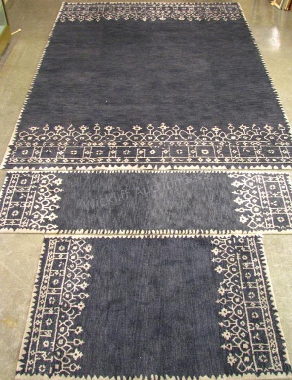 Appraisal: Matching Wool Room Size Area and Runner Rugs Desa tufted