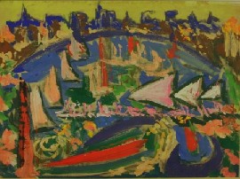 Appraisal: Elizabeth Vassilieff circa - Sydney Harbour gouache on paper signed