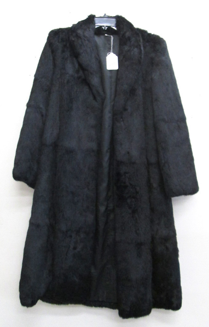 Appraisal: LADY'S RABBIT FUR FULL LENGTH COAT black fur having three