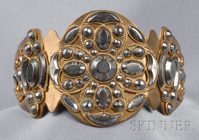 Appraisal: Antique Bracelet set with cut steel studs and applied scroll