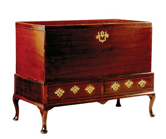 Appraisal: Georgian mahogany chest on stand circa rectangular storage chest with