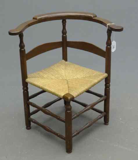 Appraisal: th c New England rush seat corner chair '' Seat