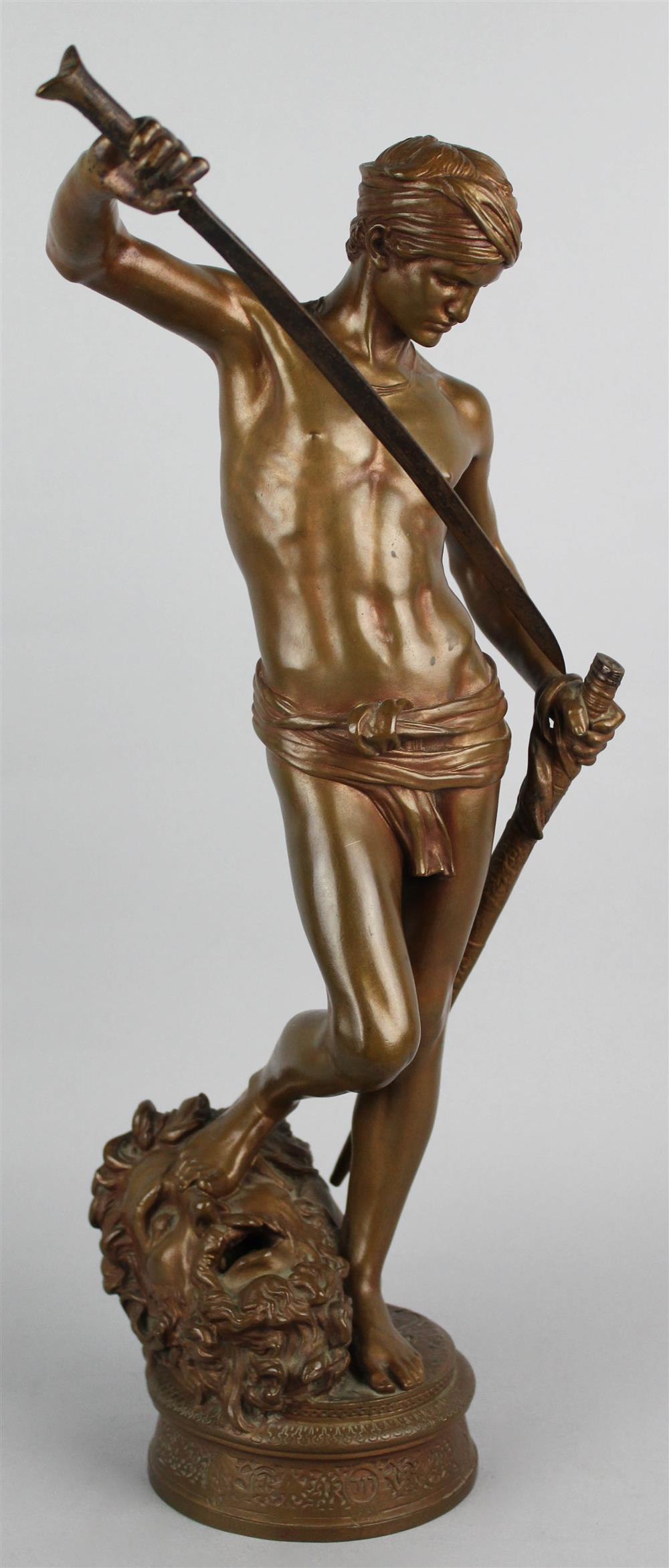 Appraisal: FRENCH BRONZE BARBEDIENNE CAST OF DAVID AND GOLIATH DAVID VAINQUEUR