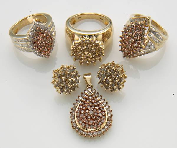 Appraisal: A collection of brown diamond diamond k and k gold