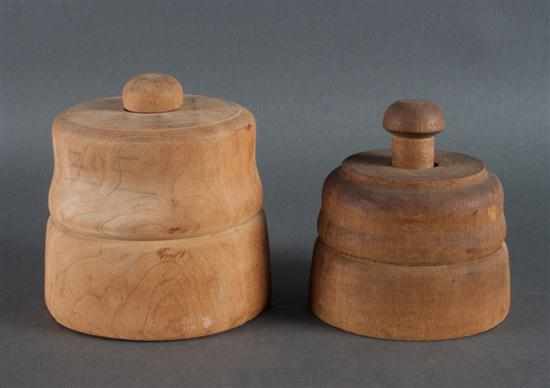 Appraisal: Two American carved wood butter presses Estimate - No condition