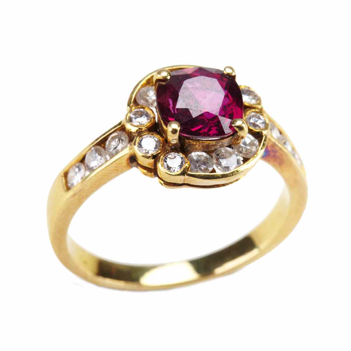 Appraisal: k Yellow Gold Ring set with a cushion cut ruby