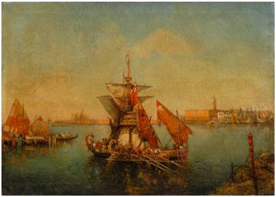 Appraisal: Nicholas Briganti Venetian painting Massachusetts - boats in San Marco