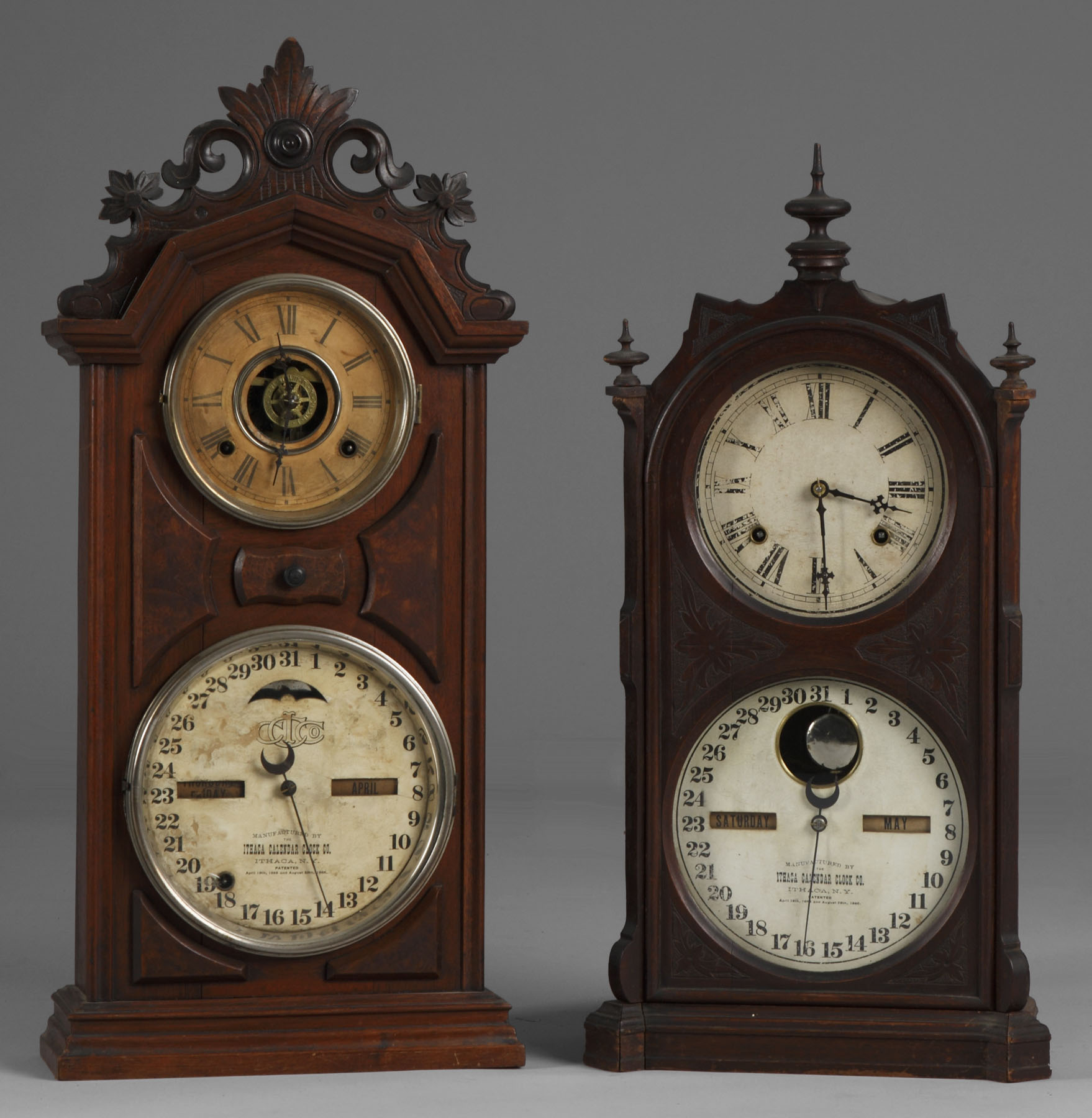 Appraisal: R - Ithaca Cottage Shelf Clock Walnut case with original