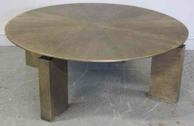 Appraisal: Round Midcentury Style Bronze Coffee Table Very heavy and stylish