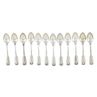 Appraisal: TIFFANY CO STERLING SILVER DEMITASSE SPOONS Twelve Shell and thread