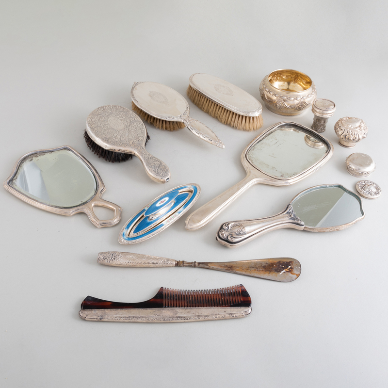 Appraisal: Group of American Silver Toilette Articles Comprising A hairbrush marked