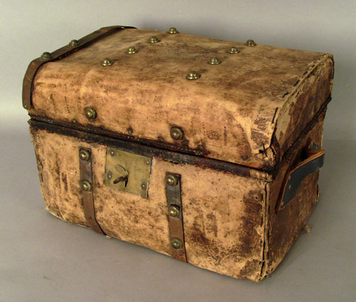 Appraisal: Hide covered box labeled by James Brown Philadelphia h w