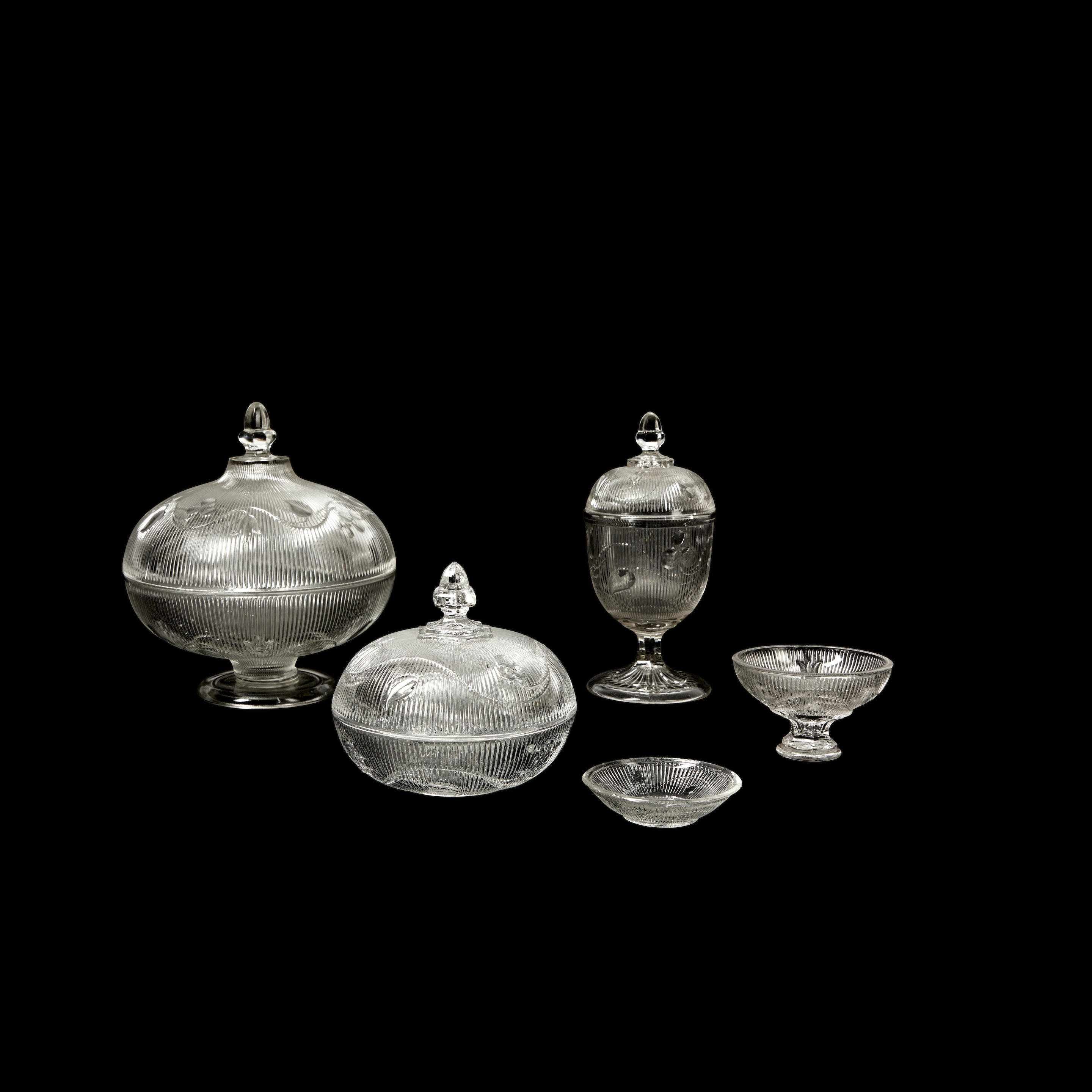 Appraisal: Eleven Pieces of Early American Colorless Bellflower Pressed Glassware including