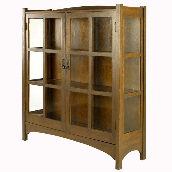 Appraisal: L J G STICKLEY Double-door china cabinet no with arched