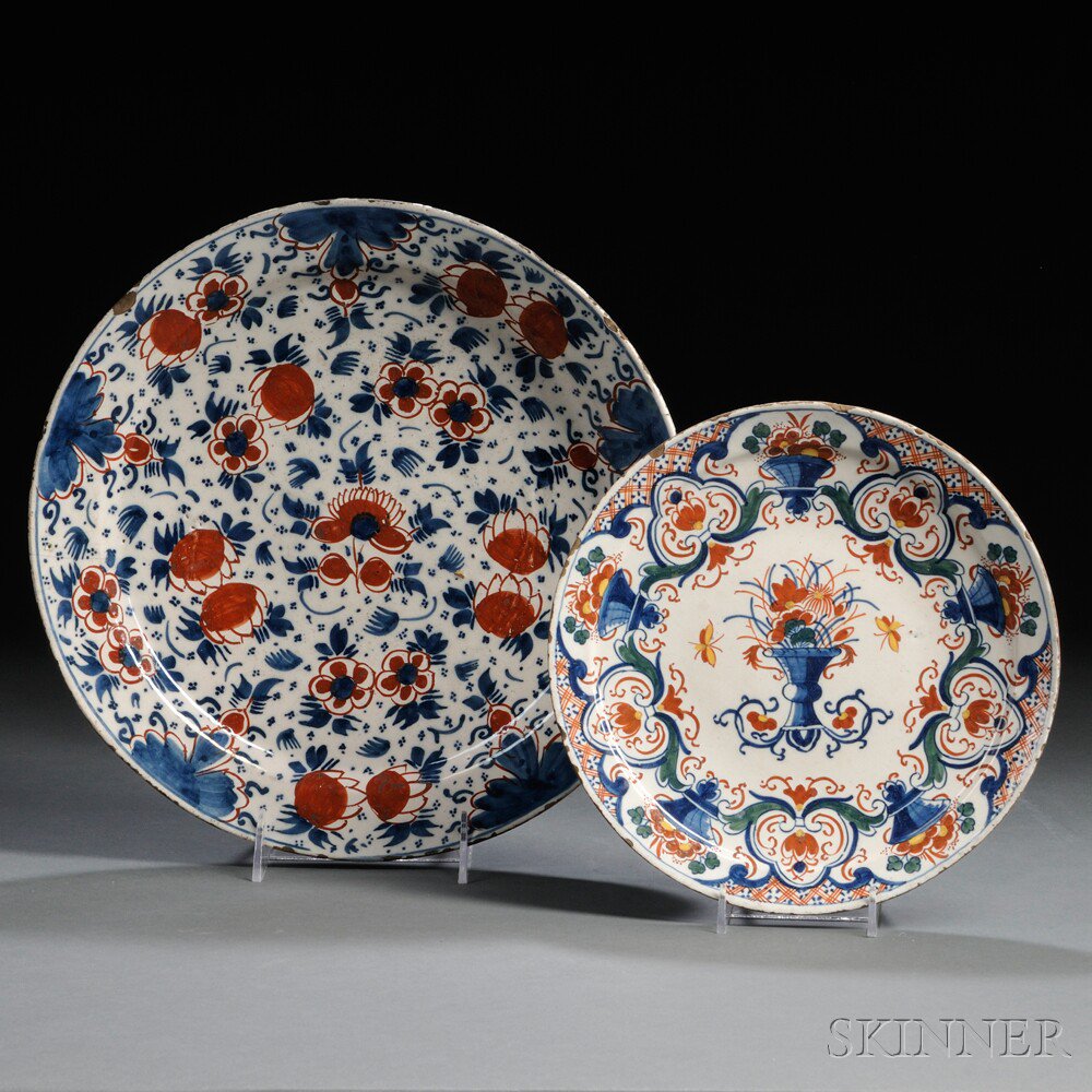 Appraisal: Two Dutch Delft Polychrome Decorated Dishes Holland th century one