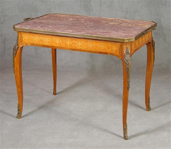 Appraisal: French Style Tea Table Circa Octagonal rose marble top with