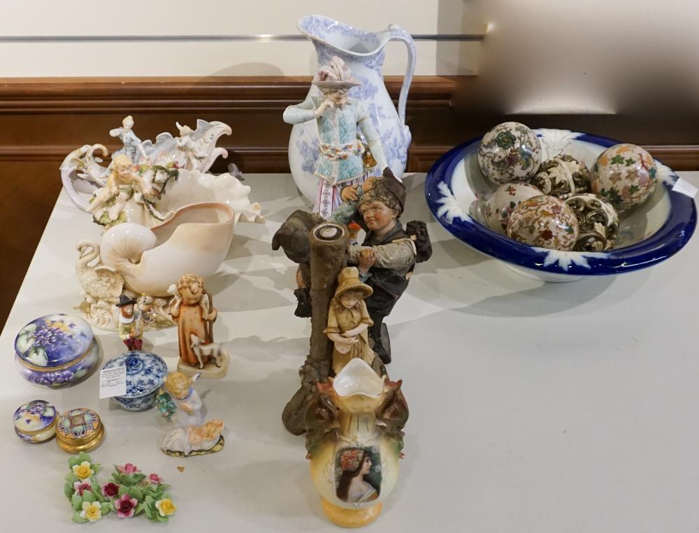 Appraisal: Collection of Assorted Predominantly European Porcelain Figures Boxes Including Royal-