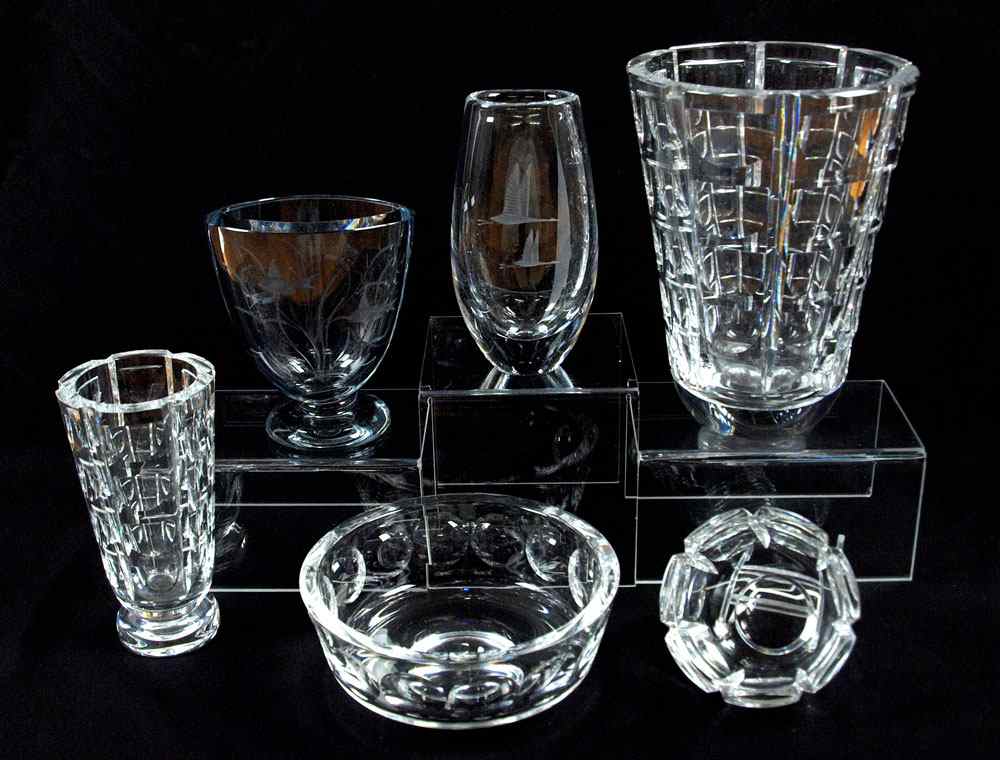 Appraisal: PIECE GROUP OF ORREFORS CRYSTAL VASES AND BOWLS An estate