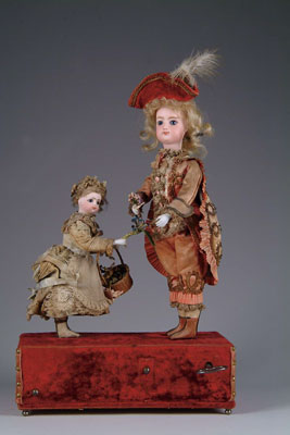 Appraisal: YOUNG LASSIE SELLING FLOWERS JUMEAU AUTOMATON An entertaining automaton of