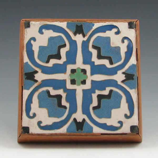 Appraisal: Framed four-color Batchelder tile Marked Batchelder Los Angeles Excellent condition