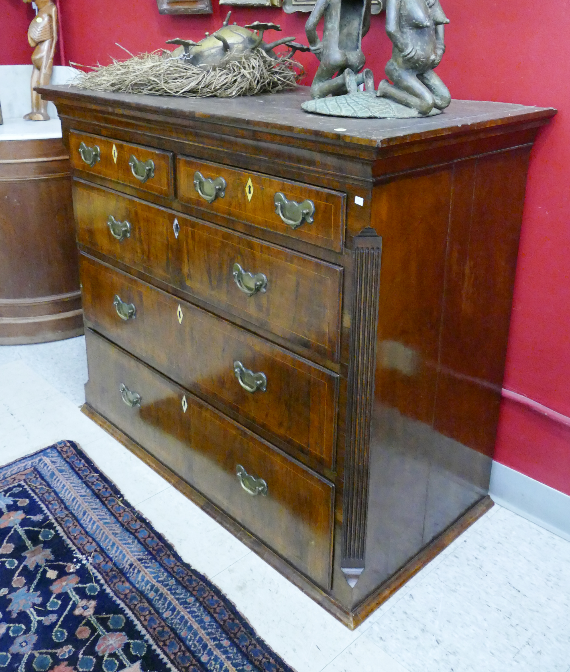 Appraisal: English Georgian th Century Chippendale Inlaid Walnut Chest Piece- x