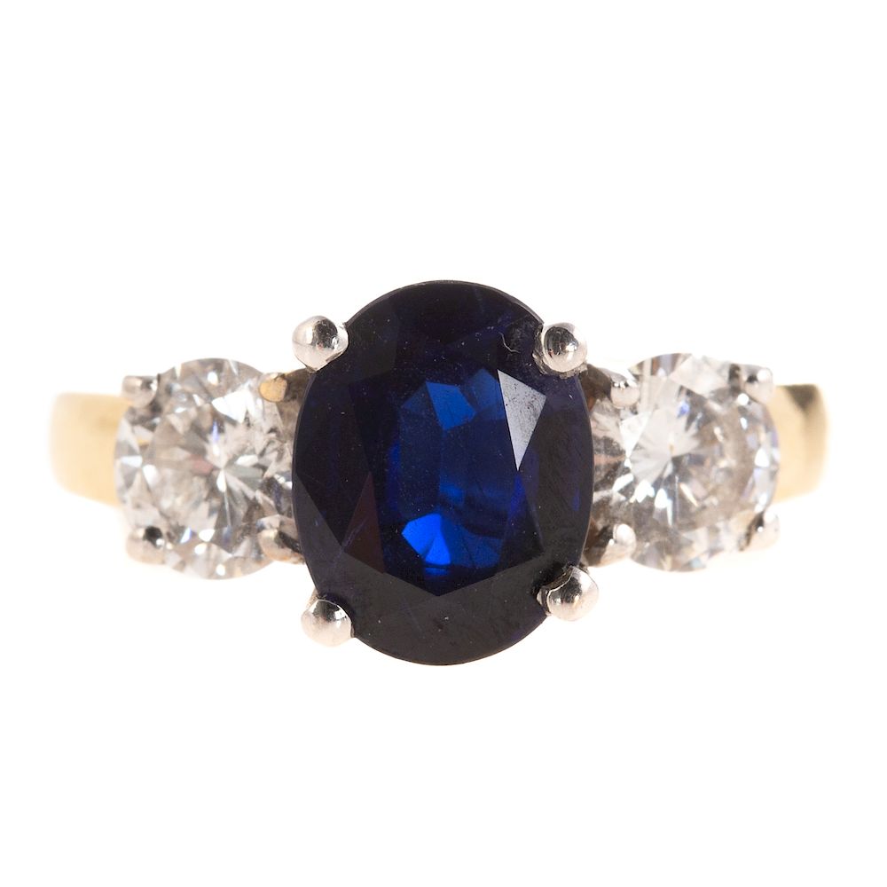 Appraisal: A Ladies Unheated Sapphire Diamond Ring in K K yellow