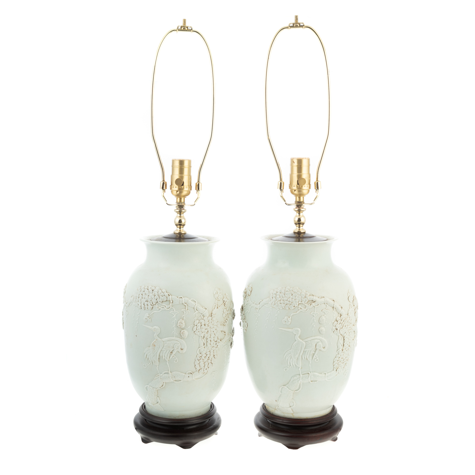 Appraisal: A PAIR OF CHINESE EXPORT BLANC DE CHINE LAMP VASES