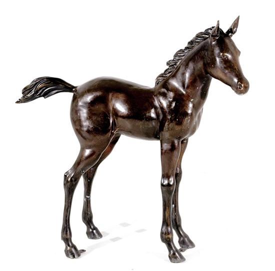 Appraisal: Continental school th century STANDING PONY bronze with dark patina