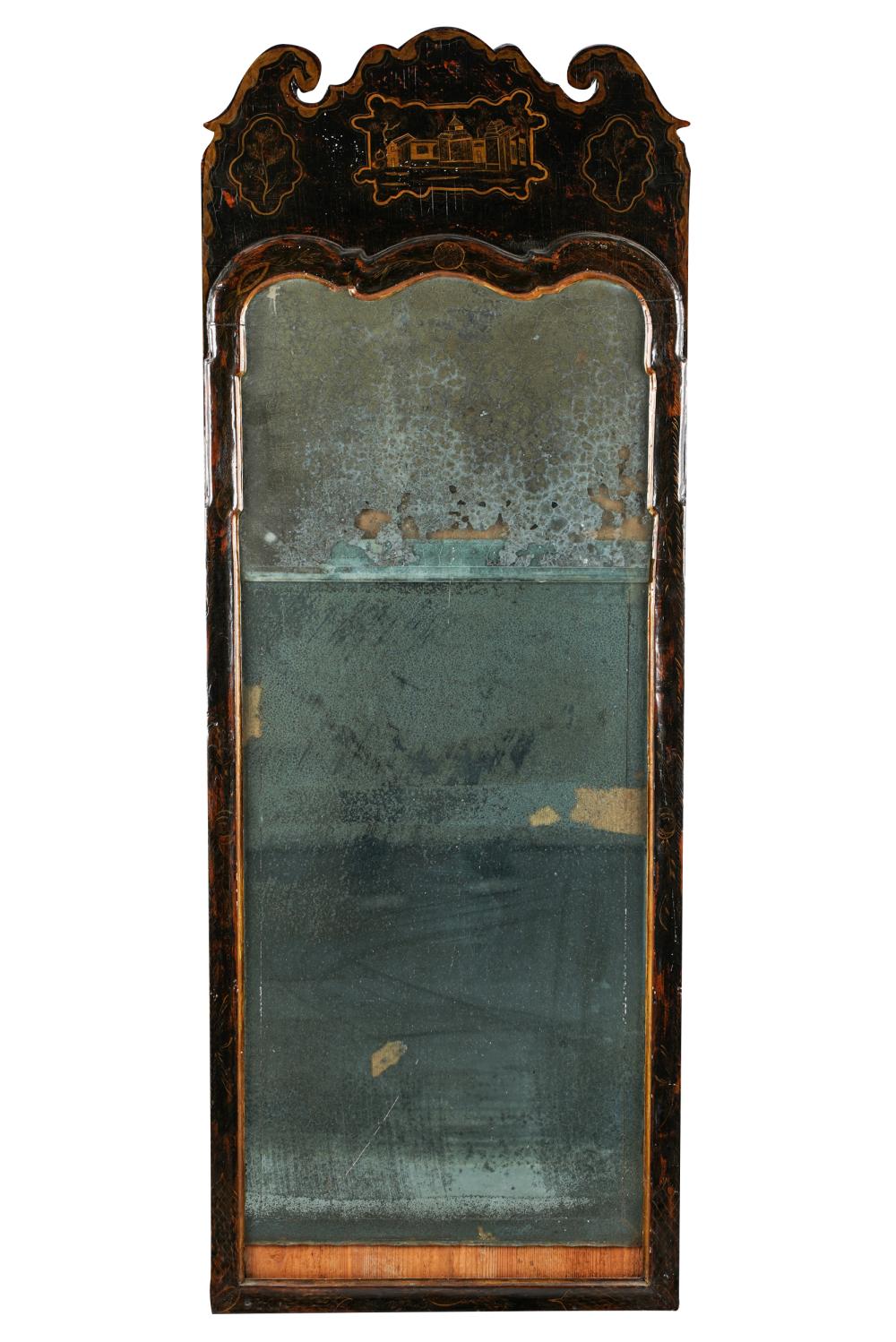 Appraisal: ENGLISH JAPANNED WALL MIRRORwith two panes of mirrored glass Condition