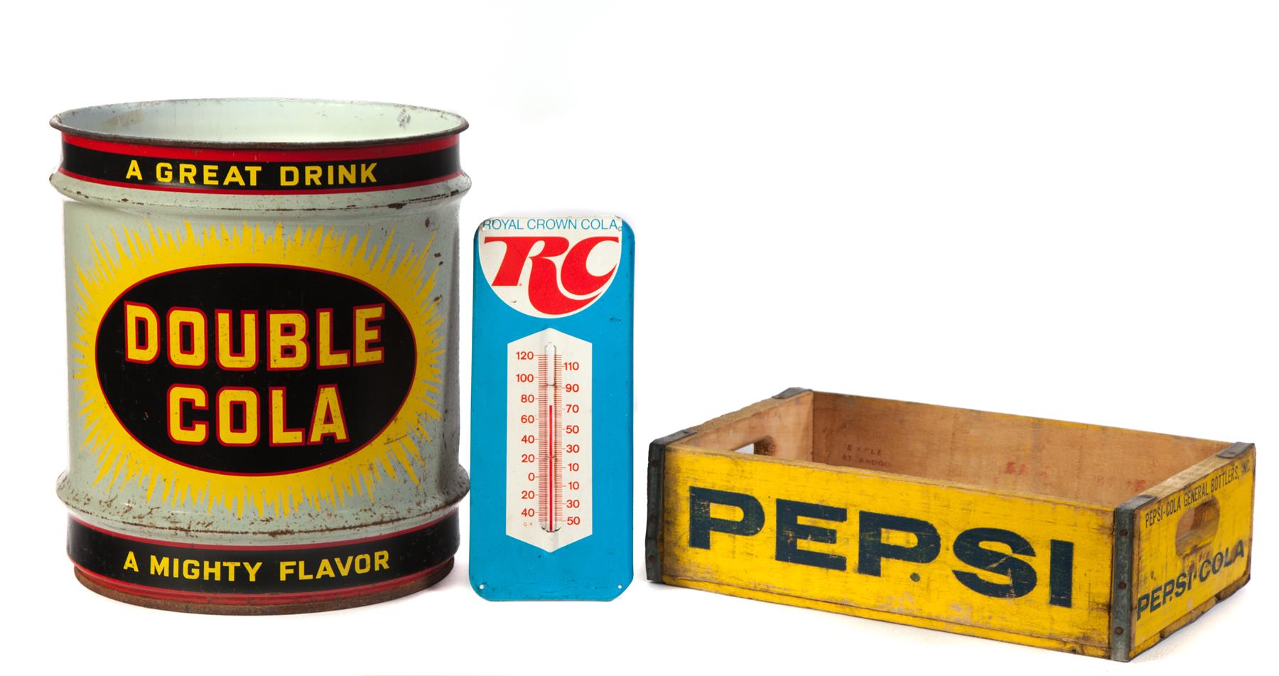 Appraisal: THREE SODA ADVERTISING ITEMS American nd half- th century Double