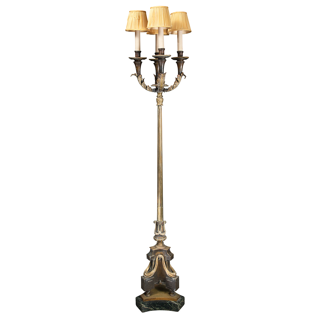 Appraisal: Empire Style Gilt and Patinated-Bronze Floor Lamp The tapering fluted