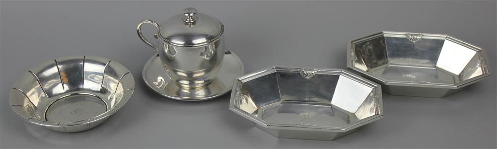 Appraisal: PAIR OF WHITING SILVER DISHES PREISNER SILVER DISH AND A