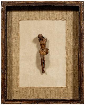 Appraisal: th century German crucifix figure of Christ carved wood -