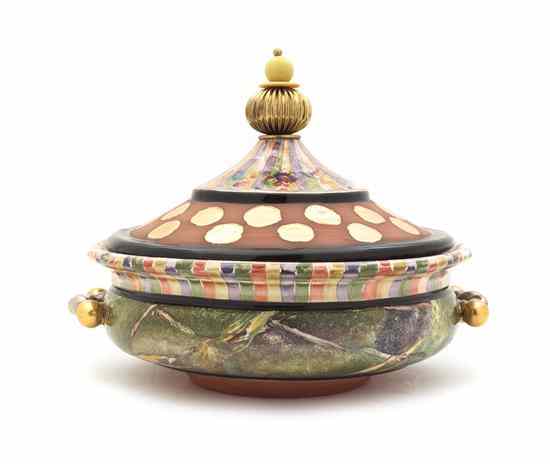 Appraisal: A MacKenzie-Childs Lidded Tureen having painted decoration throughout with gilt