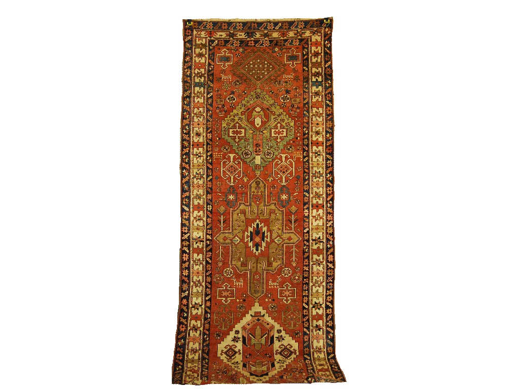 Appraisal: Persian good Heriz runner late th century