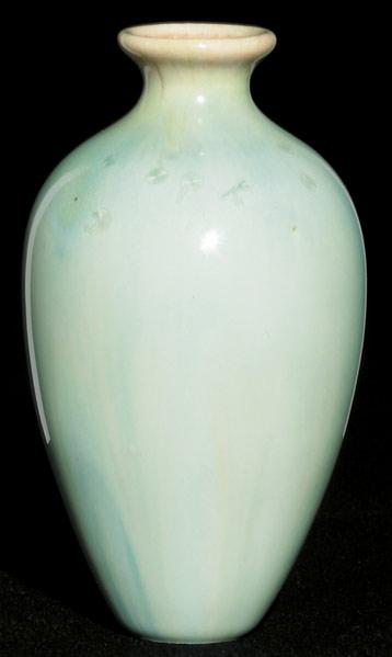 Appraisal: ADELAIDE ROBINEAU Cabinet vase covered in turquoise flambe glaze Incised