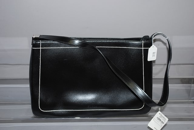 Appraisal: Furla navy calf handbag with white trim Neiman Marcus price