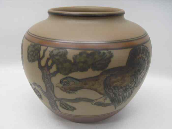 Appraisal: DANISH TERRACOTTA POTTERY VASE Lauritz Adolph Hjorth Terracotta Factory Roenne