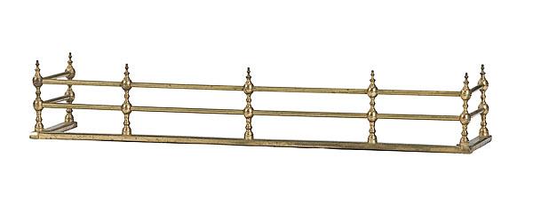 Appraisal: GEORGIAN-STYLE BRASS FENDER Georgian-style brass fireplace fender th century rectangular