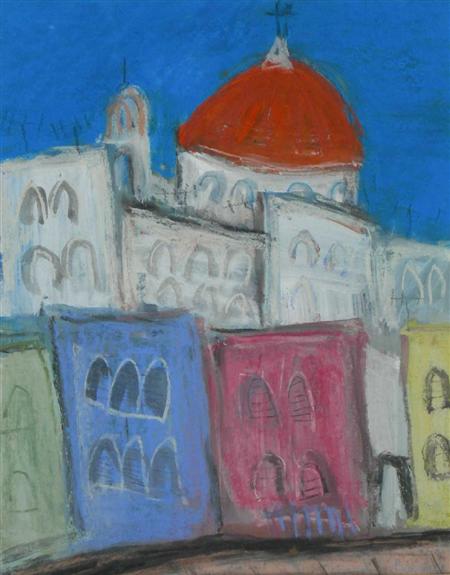 Appraisal: CLAUDIA PETRETTI SCOTTISH B CADIZ CATHEDRAL Signed pastel and gouache