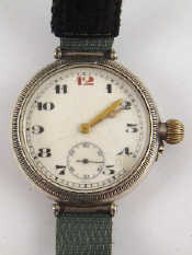 Appraisal: A white metal tests silver gents wristwatch circa case approx